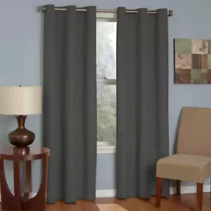 Microfiber Smoke Thermaback Curtain Panel Eclipse Black Out Grommet 42" x 63" - Picture 1 of 4