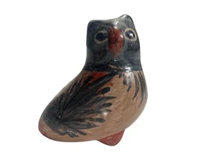 Vintage Owl Tonala Mexican Folk Art Hand Painted Crane Bird Pottery 2 1/8" Small - Picture 1 of 11