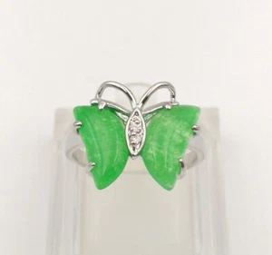 Anello farfalla zirconi giada verde ghiaccio originale 18 kgp misura: 6,7,8,9 - Foto 1 di 14