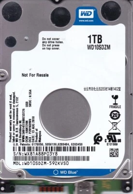 WD WD10SDZM-59ZKVS0 dcm:HANT2HN sn:WX81A  AUG/2018 1TB Malaysia 2.5" USB-C 5004 - Image 1 of 2