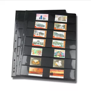 10 fogli pagine stock francobolli con 9 fori raccoglitore nero e display bifacciale - Foto 1 di 9