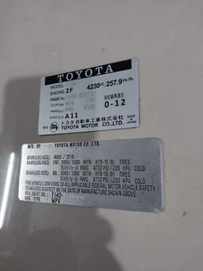FJ LAND CRUISER FJ40 FJ43 FJ45 Engine & Safety Data ID Plate Engraved - Picture 1 of 6
