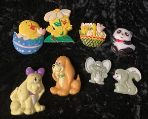 Vintage Refrigerator Magnet Lot 8 Cute Chicks Mouse Squirrel Panda & Pups - Imagen 1 de 13