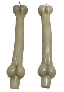Halloween Sculpted Candles Skeleton Bones 8" Tapers Spooky Creepy 80s Vintage - Picture 1 of 5
