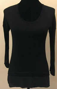 Express Damen Drop Shoulder Pullover Größe XS schwarz Strick transparent Shirttail Saum  - Bild 1 von 12