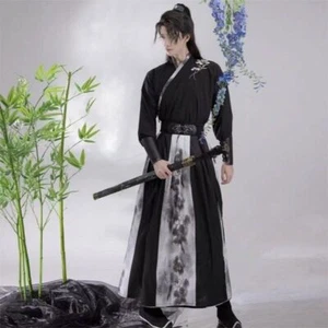 Ancient Weijin Hanfu Printed Men Chinese Style Swordsman Traditional Costume Set - Picture 1 of 16