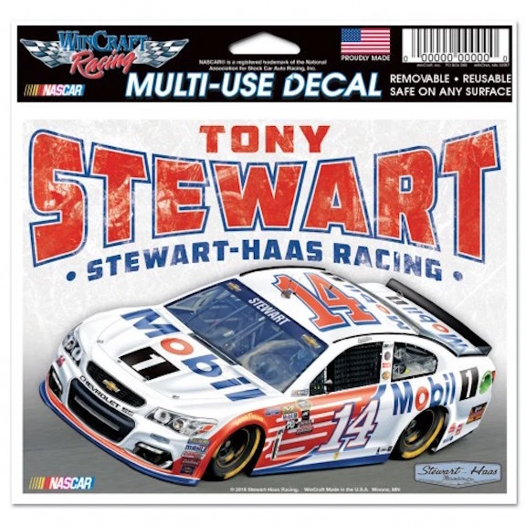 TONY STEWART #14 MOBIL 1 RACING 6"X4" NASCAR MULIT-USE DECAL 2016 - Image 1 of 1