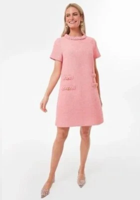 New Tuckernuck Pink Tweed Jackie Shift Dress Career Office Smart Casual, Large - Image 1 of 4