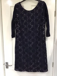 Designer Dress By Gina Bacconi, Navy Lace, Size 18/20 Excellent Condition - Picture 1 of 7