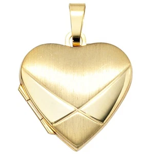 Anhänger Medaillon Amulett als Herz, 585 Gold, mattiert, Halsschmuck, Unisex - Bild 1 von 8