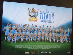NRL GOLD COAST TITANS GENUINE OFFICIAL TEAM POSTER- ORIGINAL RUGBY PREMIER - Picture 1 of 2