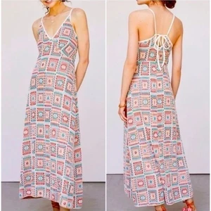 Cecilia Prado Anthropologie Crochet Knit Cottage Boho Colorful Maxi Dress Medium - Picture 1 of 14