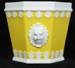Vintage Vista Alegre Portugal 6” T Octagonal Porcelain Cache Pot Bright Yellow - Picture 1 of 7