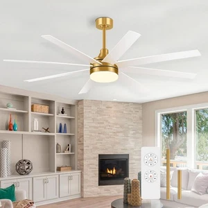 65 Inch Ceiling Fan with Light and Remote, 8-Blade, Reversible DC Motor, 6-Sp... - Picture 1 of 9