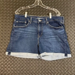 Levi's mittellange Jeansshorts Damen Gr. 33 dunkle Waschung Bündchen Freizeit - Bild 1 von 7