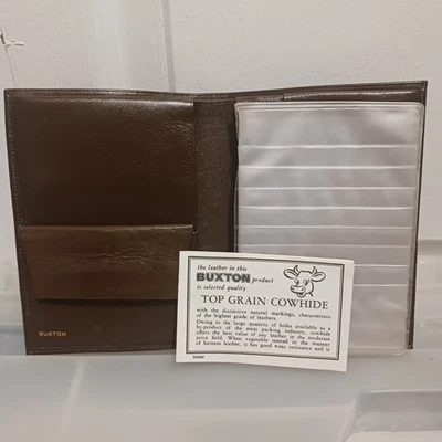 Cartera Billetera Vintage Marrón Buxton Grano Superior Cuero de Vaca con Identificación Extraíble  Foto 1 de 4