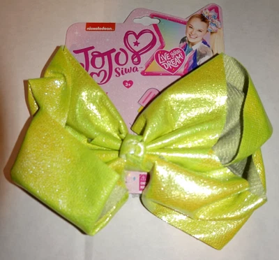 JoJo Siwa Lime Green Hair Clip Bow Shiny Sparkly 6" x 4" U pick - Image 1 of 3