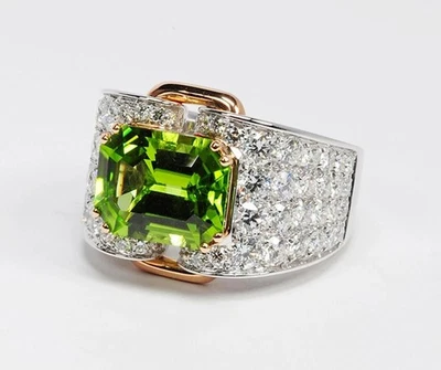 2,00 Ct Natürlicher Diamant 14K Weißgold Peridot Hochzeits Jubiläumsring - Bild 1 von 3