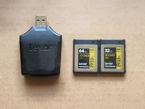 2 x 64GB 32GB LEXAR Professional 2933x 440MB/s XQD Memory Cards With USB Reader - Picture 1 of 1