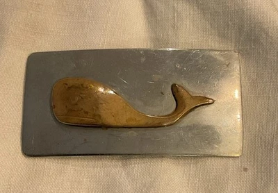 Vtg 1970's Brass /German Silver Whale Belt Buckle / 2.6” X  1.4”Decent Condition - Image 1 of 4