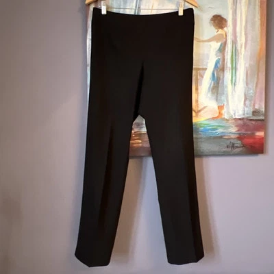 AKRIS PUNTO 💖 10 BERGDORF GOODMAN Black Straight Leg Wool Side Zip Women Pants - Image 1 of 4