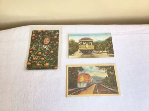 Antique Lot Of 3 Orange Groves Santa Fe Trains California Souvenir Postcards - Picture 1 of 8