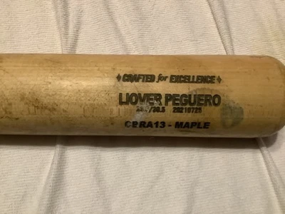 Taco de beisebol rachado usado jogo Liover Peguero Pittsburg Pirates MLB - Imagem 1 de 4