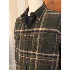 Camisa de franela pesada Orvis para hombre XXL oliva a cuadros manga larga con botones - Imagen 1 de 14