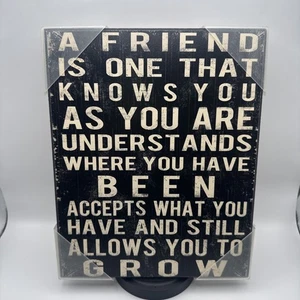 placa de pared un amigo es uno que te conoce negro colgante amistad regalo - Imagen 1 de 2
