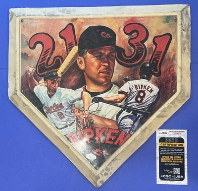Cal Ripken Jr. Signed Home Plate With Litho Art LE /2131 JSA COA CO08656 - Image 1 of 4