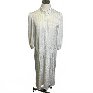 Vintage Damen Small/Medium Weiß Button Down Nachthemd Kleid Satin - Bild 1 von 10