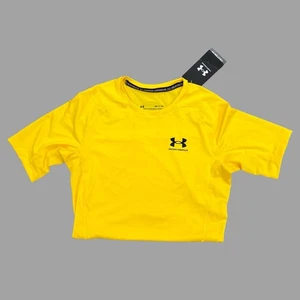 Under Armour mens Yellow heatgear compression short sleeve T-shirt size S - Picture 1 of 10