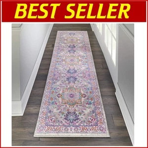 Modern Light Grey and Pink Area Rug 2'2" x 10' - Perfect for Living Rooms & More - Picture 1 of 8