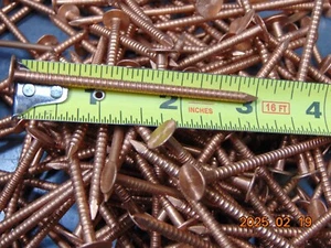 (MENGE 50) 3" Ringring Schaft Massiv Kupfer Dachnägel Stärke 10 - Bild 1 von 1