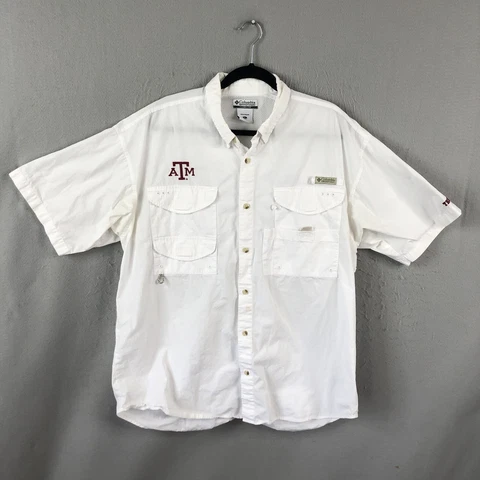 Texas A&M Aggies Columbia PFG Fishing Shirt Men XL  White Vented Outdoor Camping Cover