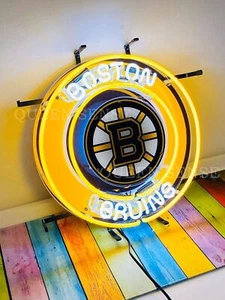 Boston Bruins Ice Hockey Sport Neon Sign Light HD Vivid Printing 18x18 Bar Decor - Picture 1 of 3