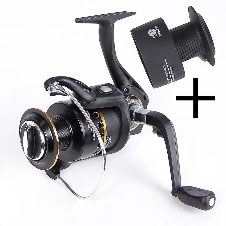 Angelrolle mit 10 Edelstahl Kugellager Stationärrollen mit extra Spule (MSK)