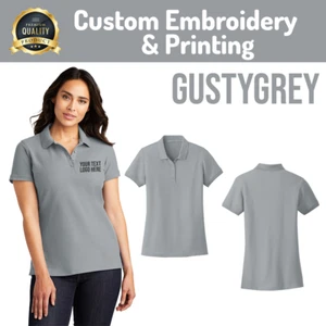 Embroidered Text for Women's Athletic Wear: Custom Made Cotton Polo. - Picture 1 of 15