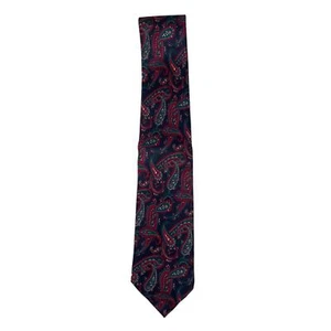 Vintage Stafford 100% Silk Men's Necktie-Navy/Red Paisley-Made in ITALY - Picture 1 of 6
