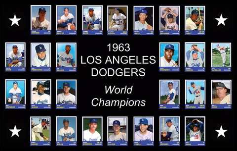 1963 LOS ANGELES DODGERS World Series Team POSTER Man Cave Decor Fan Xmas Gift Cover