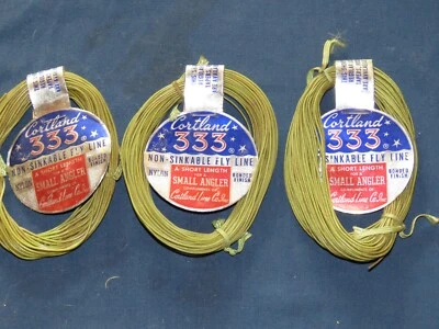 DE COLECCIÓN NUEVO STOCK ANTIGUO 3 PAQUETES DE LÍNEA MOSCA CORTLAND 333 NO HUNDIBLE Foto 1 de 2