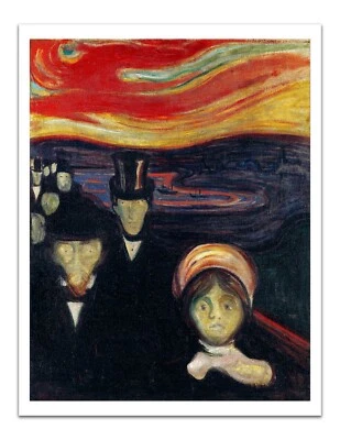 Edvard Munch ANSIEDAD (1894) Pintura Famosa De Colección 17x22" Impresión Artística Premium Foto 1 de 2
