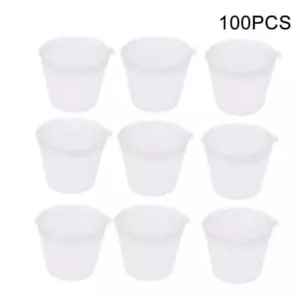 100pz/Set Piccole Tazze per Salsa in Plastica Contenitori Conservazione Alimenti Scatole Trasparenti + Coperchi - Foto 1 di 8