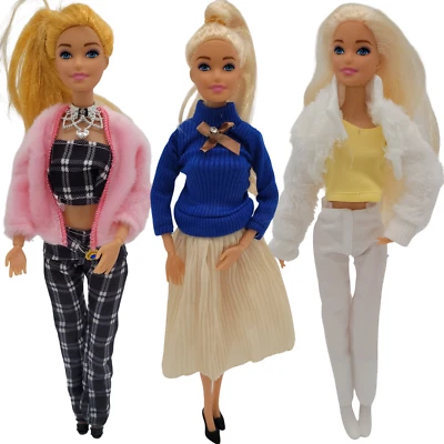 NIMETO Exklusive Puppen Outfits für Barbie-Puppen Jacke Hose Rock Pullover Top Mode Set