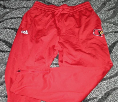 Louisville Cardinals Basketball Adidas Team Issued Red Travel Pants Size LT - Image 1 of 2