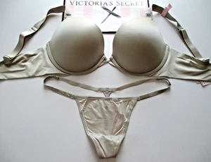VICTORIA'S SECRET VERY SEXY Push-Up Bra and Panty Set 36D 38DD Shine Strap Ivory - Picture 1 of 10