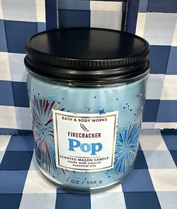 Bath Body Works Firecracker Pop 7oz Single Wick Mason Candle New Design "2023" - Picture 1 of 4