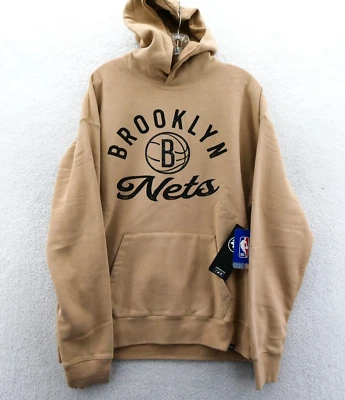 布鲁克林网队连帽衫男式中号卡其色 '47 品牌 NBA 卫衣 篮球 全新 — 第 1/4 张图片