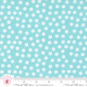 Moda PICNIC POP 22437 24 Aqua Blue Polka Dots ME & MY SISTER Quilt Fabric - Picture 1 of 4