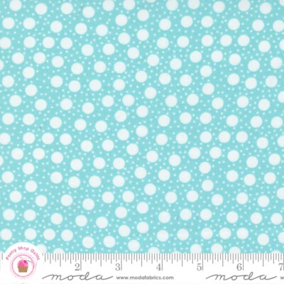 Moda PICNIC POP 22437 24 Aqua Blue Polka Dots  ME & MY SISTER Quilt Fabric - Image 1 of 4